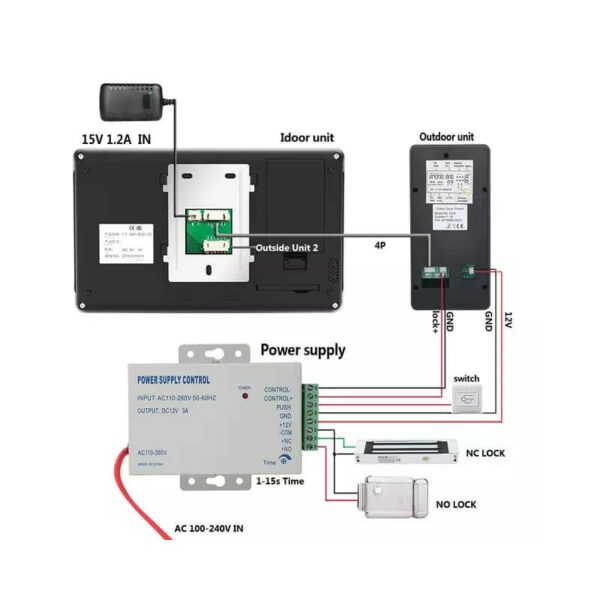 interphone video pour r1 r2 ou r3 avec lecteur d empreintes digitales cartes et telecommande 2