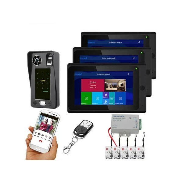 interphone video pour r1 r2 ou r3 avec lecteur d empreintes digitales cartes et telecommande